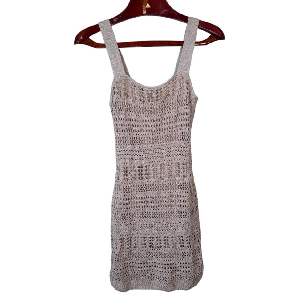 Abercrombie & Fitch Crochet Tan Dress Summer Beachy Costal Summer Midi